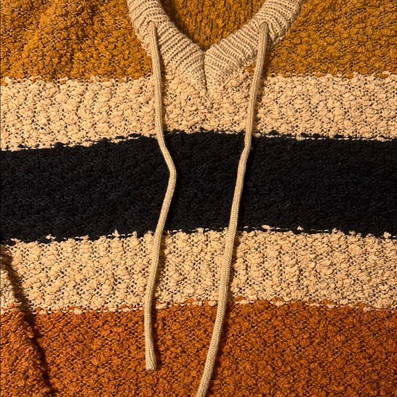 Striped Hooded Drawstring Sweater - Picture 4 of 5